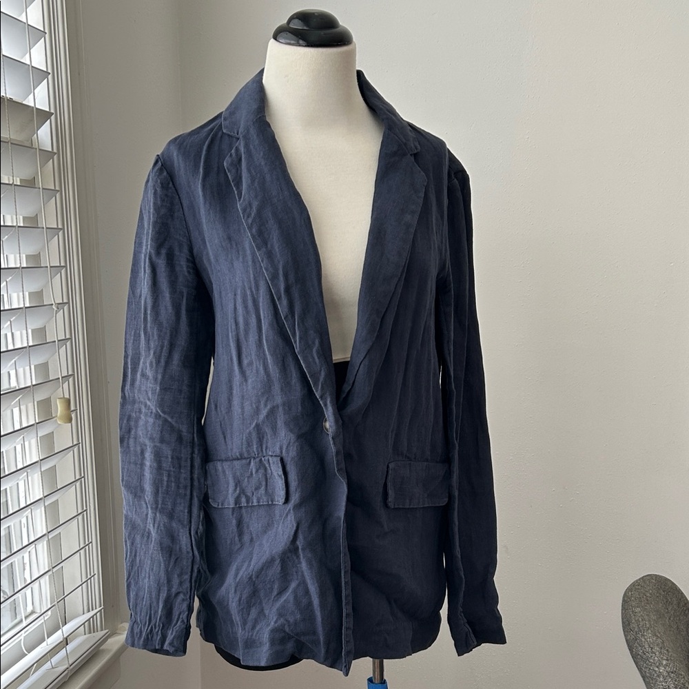 Michael Stars Navy Linen Lotte Blazer